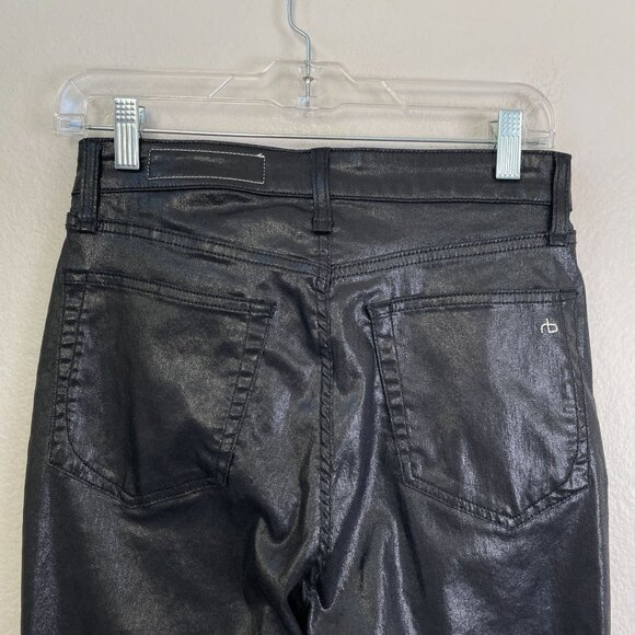 rag & bone Womens 27 Casey High Rise Ankle Flare Jeans Coated Black - Picture 8 of 12